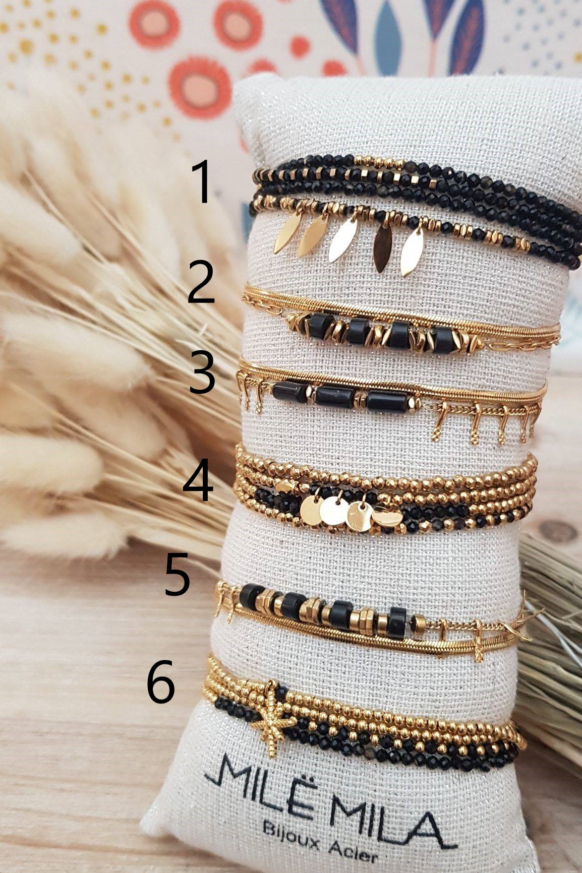 Bracelet acier multi 22 noir-numero