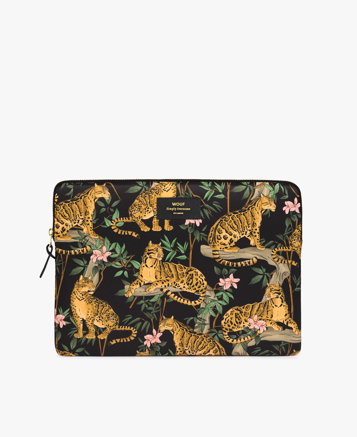 Black-Lazy-Jungle-13-Laptop-Sleeve-Front