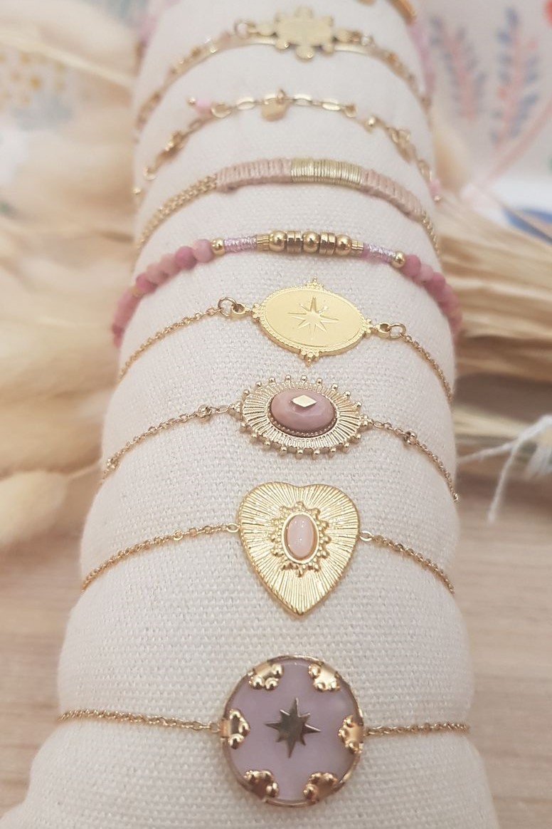 ACIER bracelet chaine rose (1)