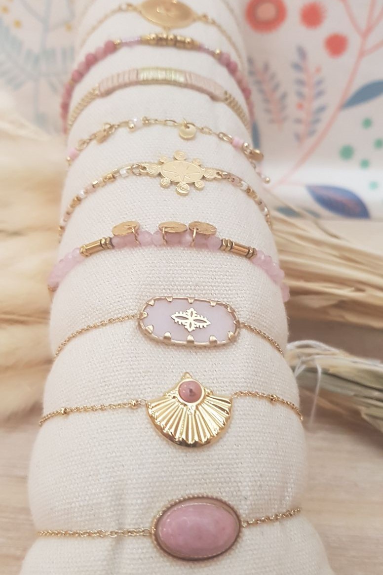 ACIER bracelet chaine rose (2)