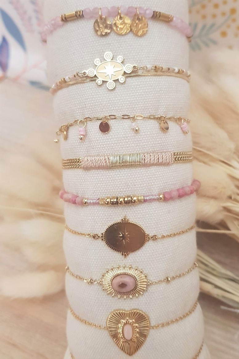 ACIER bracelet chaine rose (3)