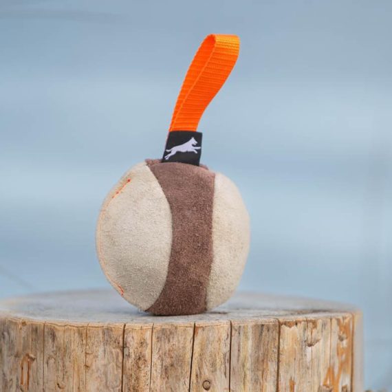 Chewie-suede-ball-for-dog-training-orange-570x570