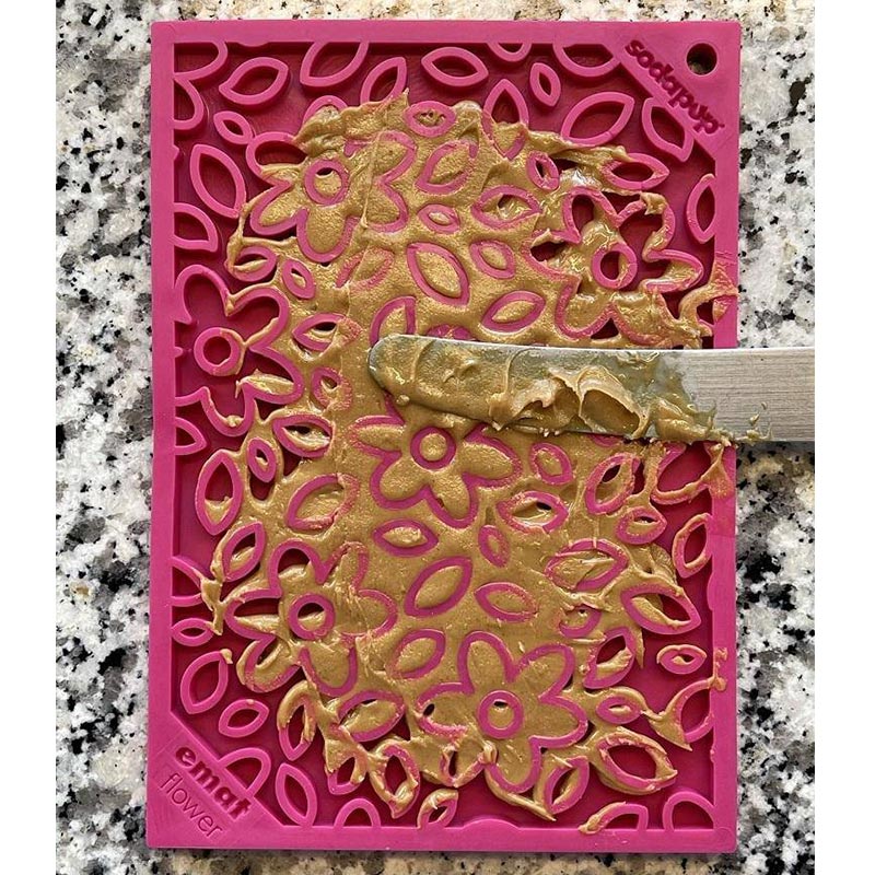 sodapup-true-dogs-llc-lick-mat-new-susan-g-komen-fundraiser-flower-power-design-emat-enrichment-lick