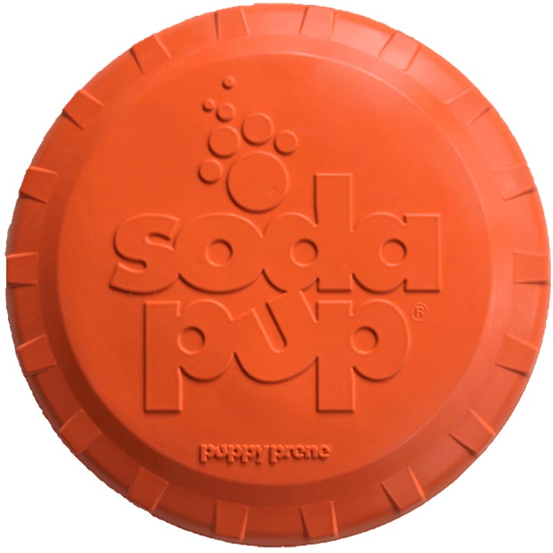 sodapup-dog-toys-large-9-75-diameter-bottle-top-flyer-orange-squeeze-sp-bottle-top-flyer-durable-rub