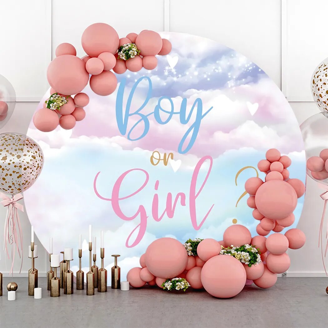 Newborn-Gender-Reveal-Party-Boy-Or-Girl-Photocall-Baby-Shower-Round-Backdrop-Newborn-Balloon-Circle-Photography