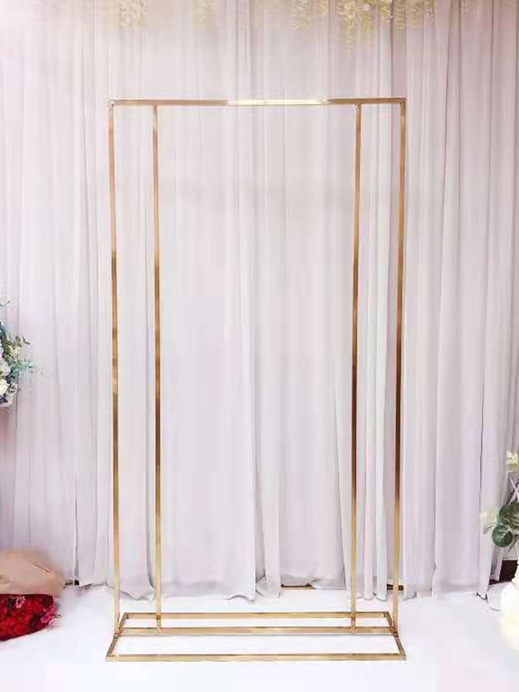 Wedding-Arch-Square-Backdrop-balloon-Stand-Background-Shiny-Metal-Gold-Plating-Outdoor-Artificial-Flower-Door-Shelf