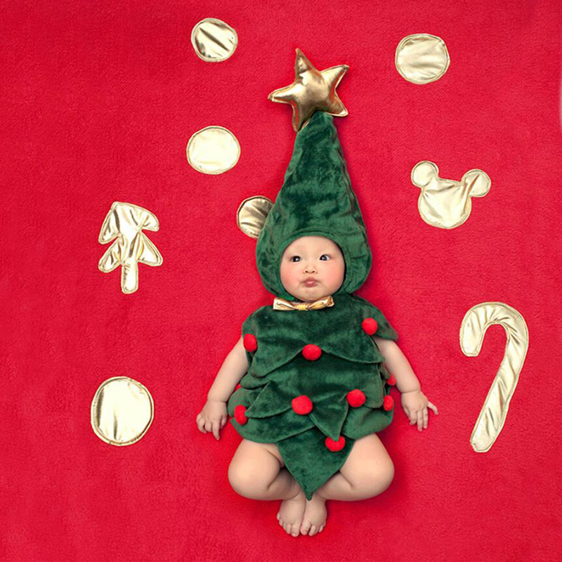 New-Baby-Infant-Photography-Clothing-Xmas-Tree-Design-Bebe-Boy-Girl-Cosplay-Costumes-Hat-Body-Suit