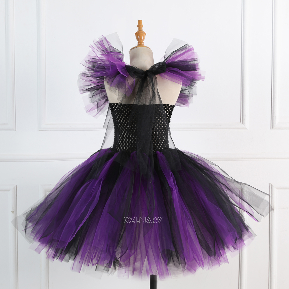 2023-Disguise-Witch-Costume-for-Girls-Halloween-Tutu-Knee-Dress-with-Hat-Broom-Pantyhose-Kids-Carnival