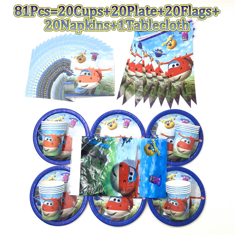 Kids-Birthday-Gift-Bag-Cartoon-Super-Wings-Theme-Party-Supplies-Jett-Paper-Cup-Plates-Napkin-Baby