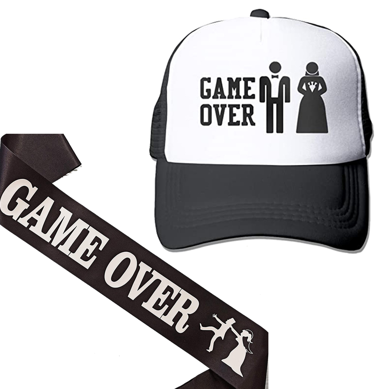 Bachelor-Party-cap-sash-Wedding-engagement-Video-Gamer-groom-to-be-Just-married-Honeymoon-travel-hubby