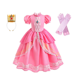 Girls-Peach-Princess-Dress-Game-Role-Playing-Cosplay-Costume-Birthday-Party-Stage-Performace-Outfits-Kids-Carnival