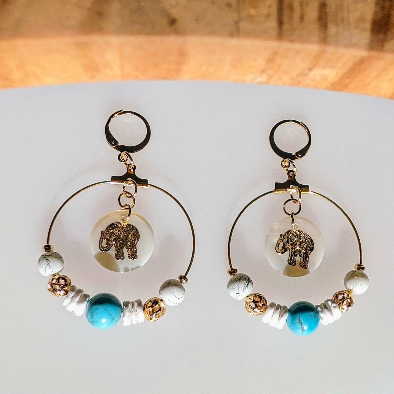 Boucles d\'oreilles dorées Turquoise