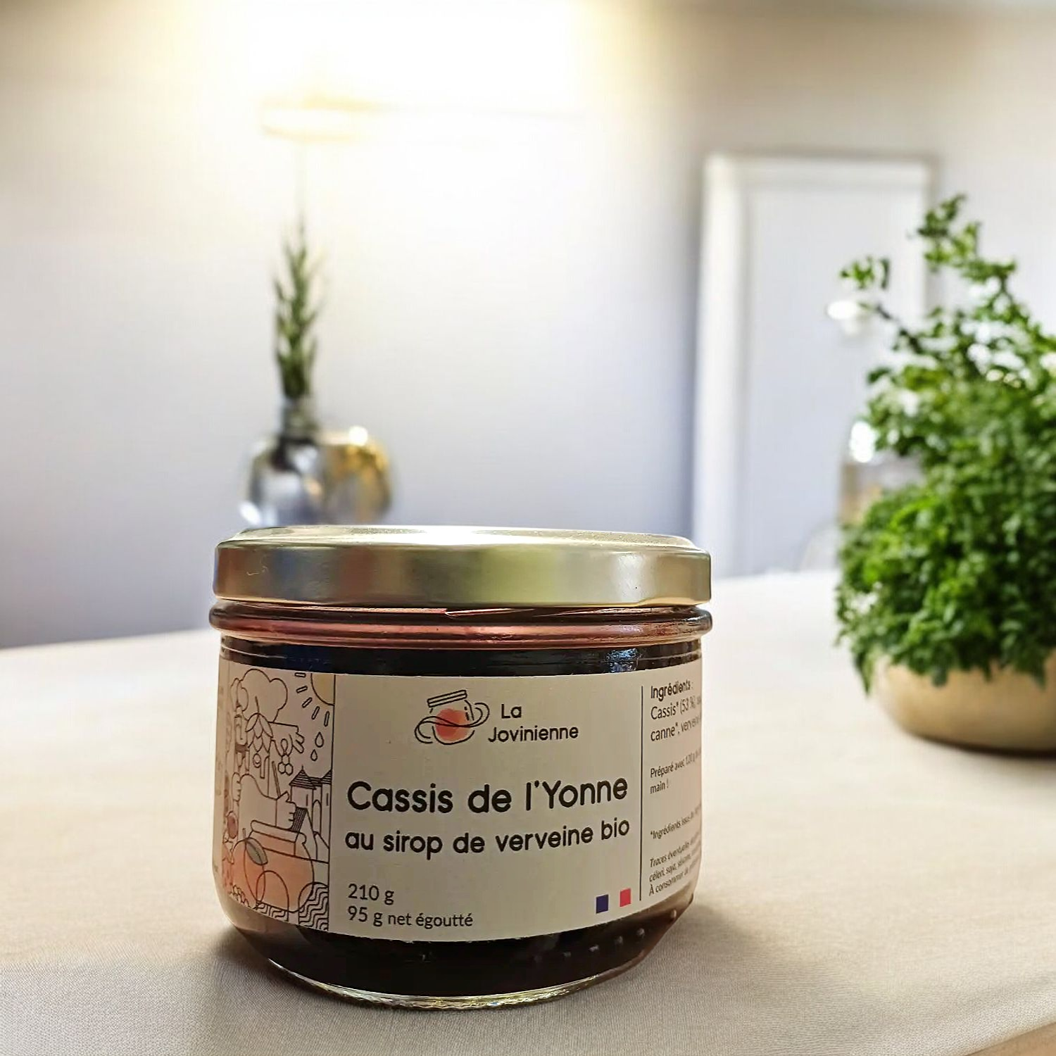 Cassis de lYonne au Sirop de Verveine Bio 210g - La Jovinienne