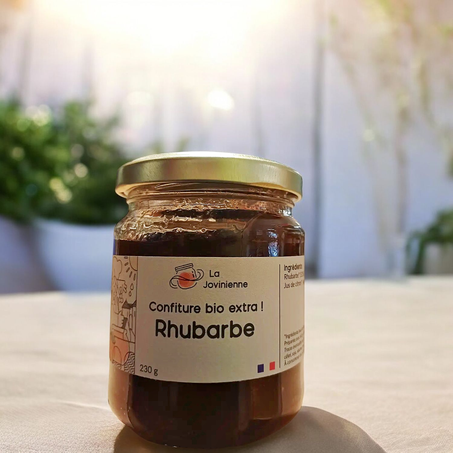 Confiture Bio Extra Rhubarbe 230g - La Jovinienne