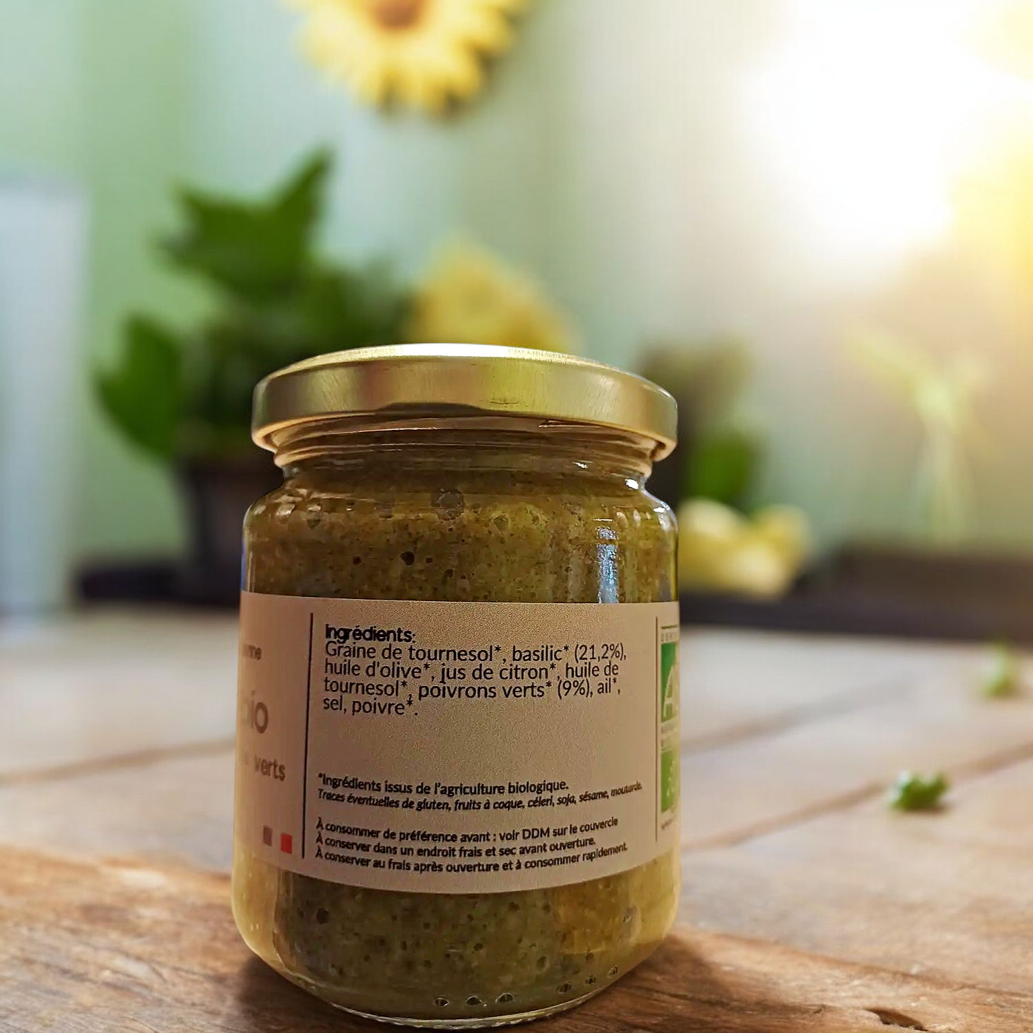 Pesto Bio Basilic et Poivrons Verts 190g - La Jovinienne 1