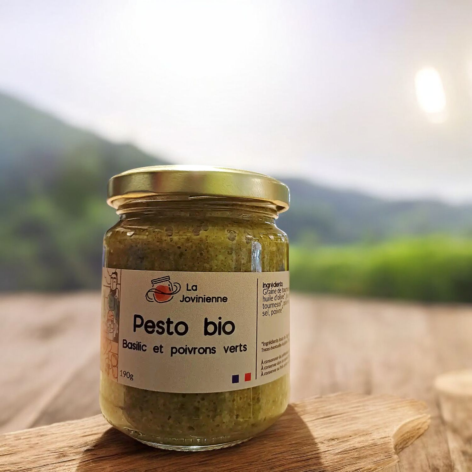 Pesto Bio Basilic et Poivrons Verts 190g - La Jovinienne