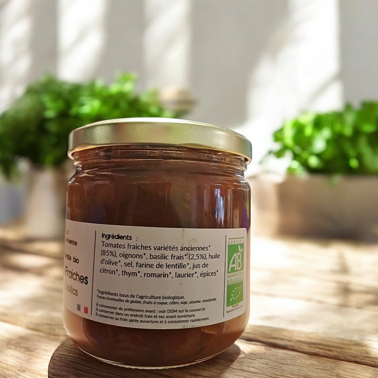 Sauce Tomate Bio Duo de Basilics 330g - La Jovinienne 1