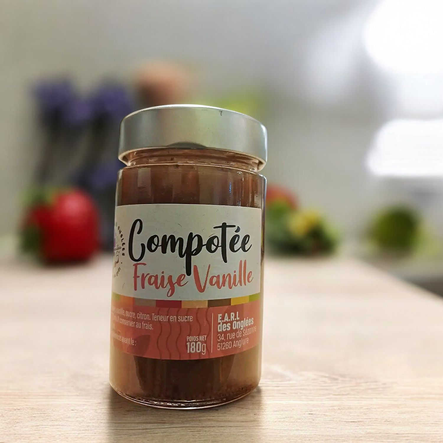 Compotée Fraise Vanille Bio 180g - Ferme des Onglées 2