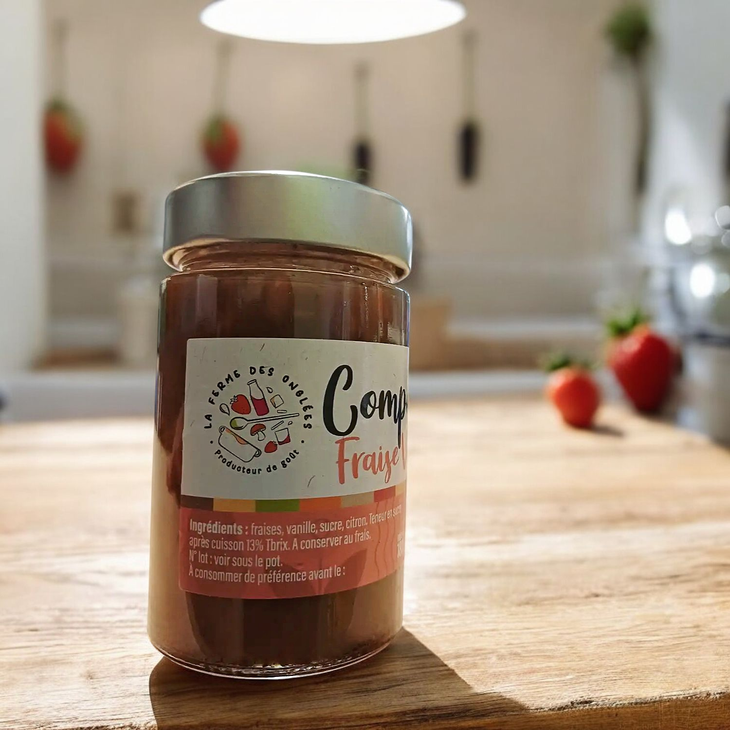 Compotée Fraise Vanille Bio 180g - Ferme des Onglées