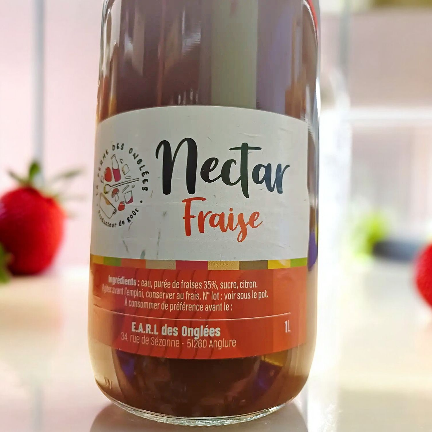 Nectar Fraise Bio 1L - Ferme des onglées 2