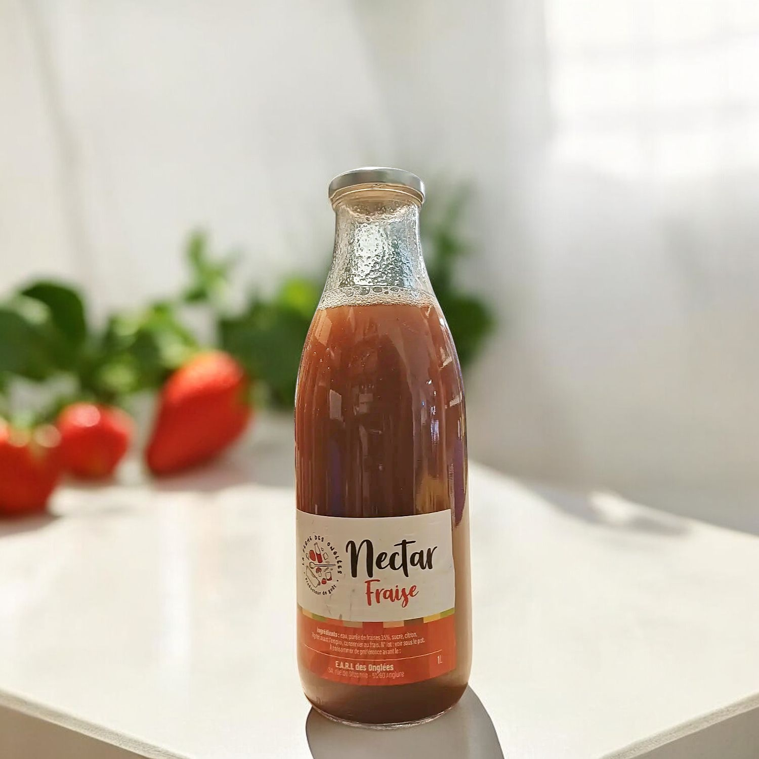 Nectar Fraise Bio 1L - Ferme des onglées