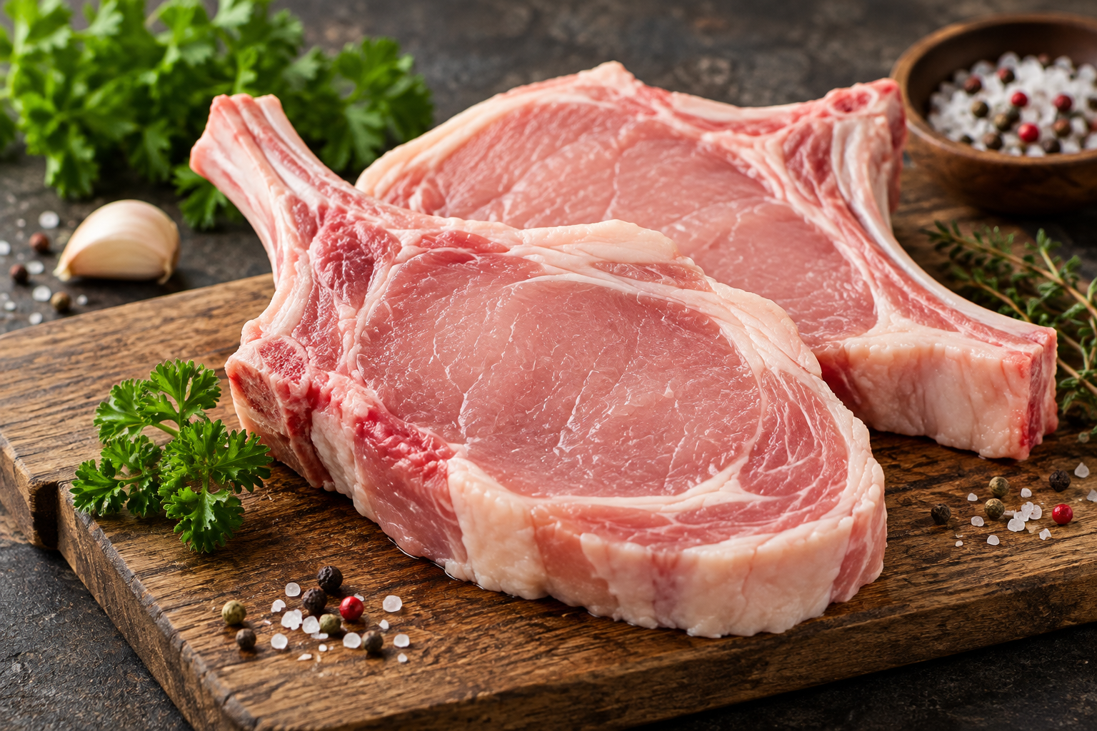 Côtes de veau crues aux herbes et épices