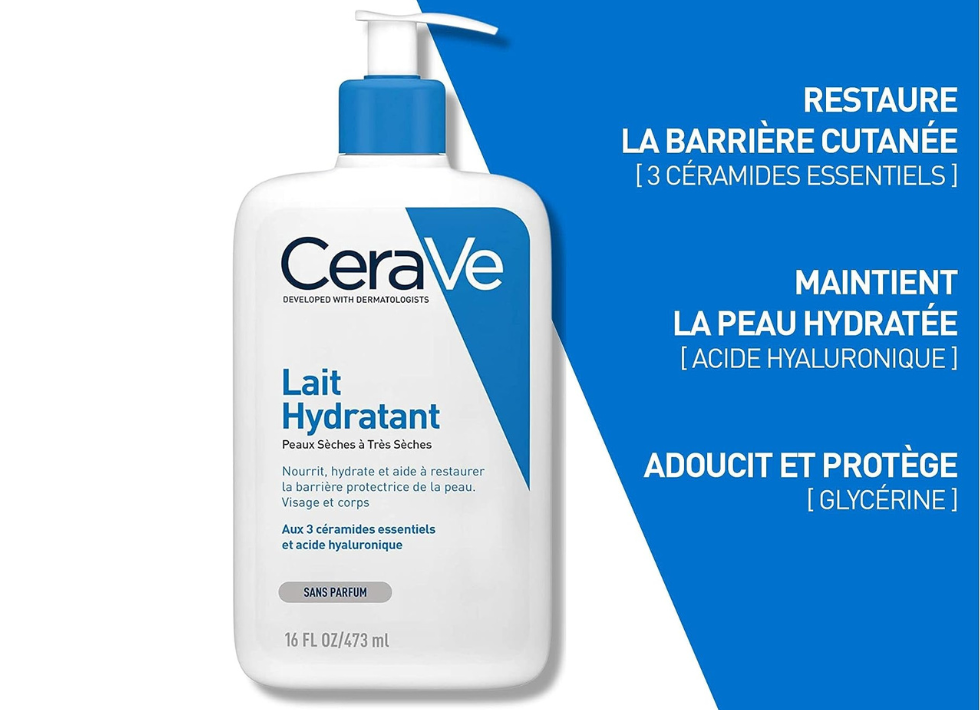 CeraVe - Lait Hydratant Visage et Corps 473ml + Gel Moussant 88ml