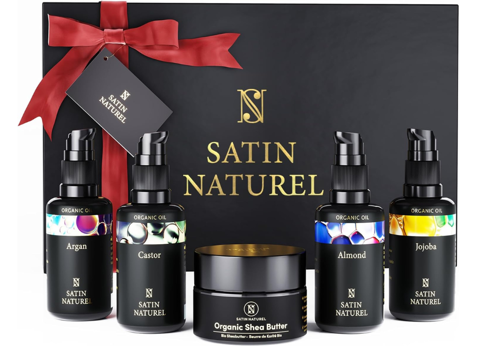 Coffret Cadeau Satin Naturel Femme - Cadeau Noel Premium - Coffret Beauté 5x30ml