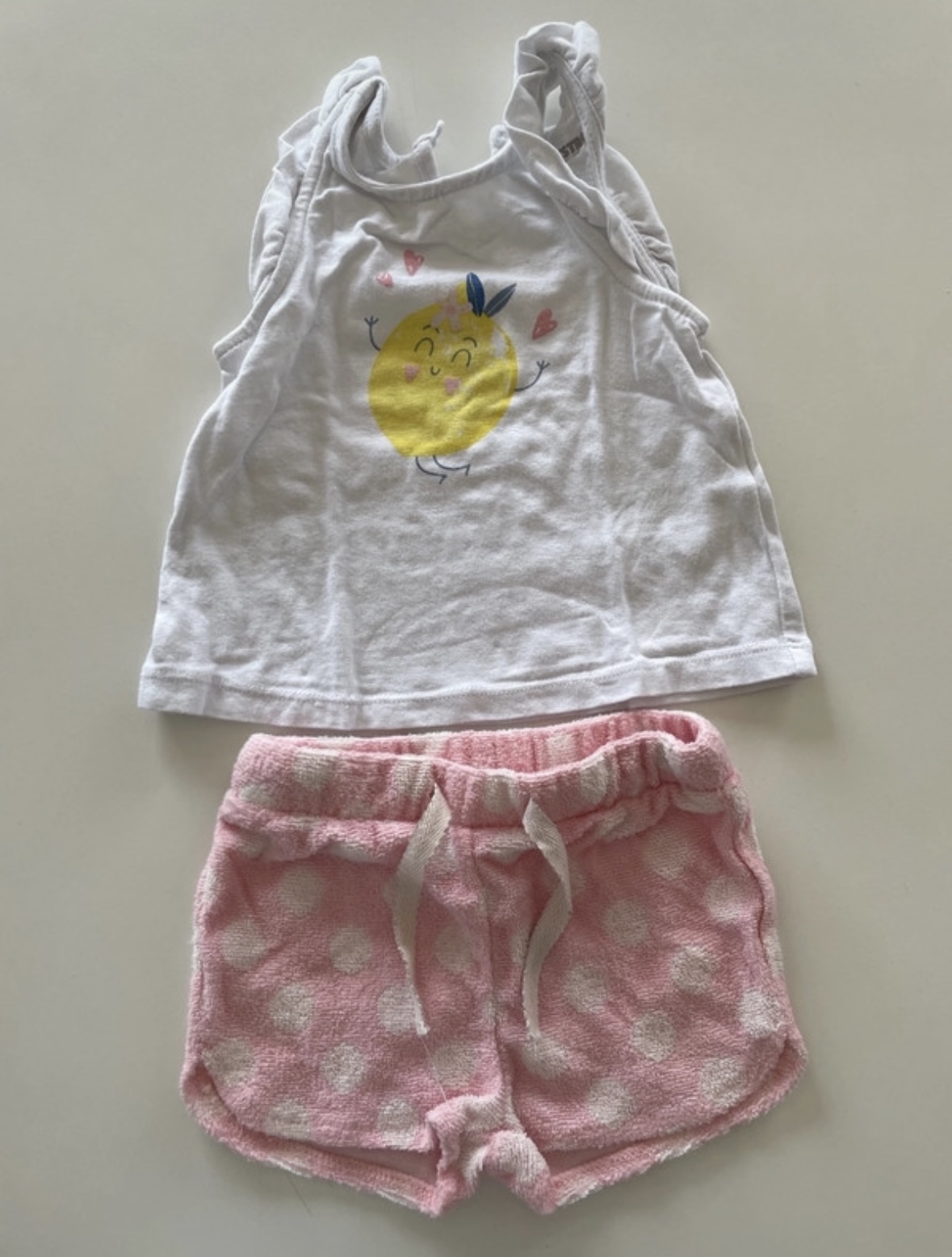 Ensemble Débardeur blanc et Short Rose, Orchestra, 6 mois