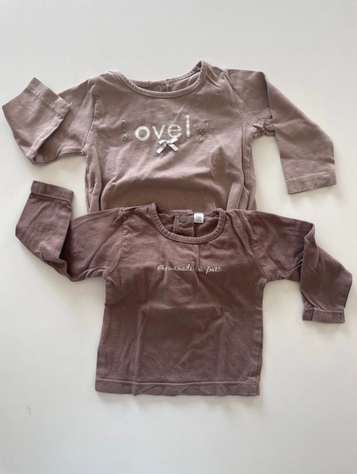Lot de 2 t-shirts à manches longues marrons, Tape à l\'Oeil, 12 mois