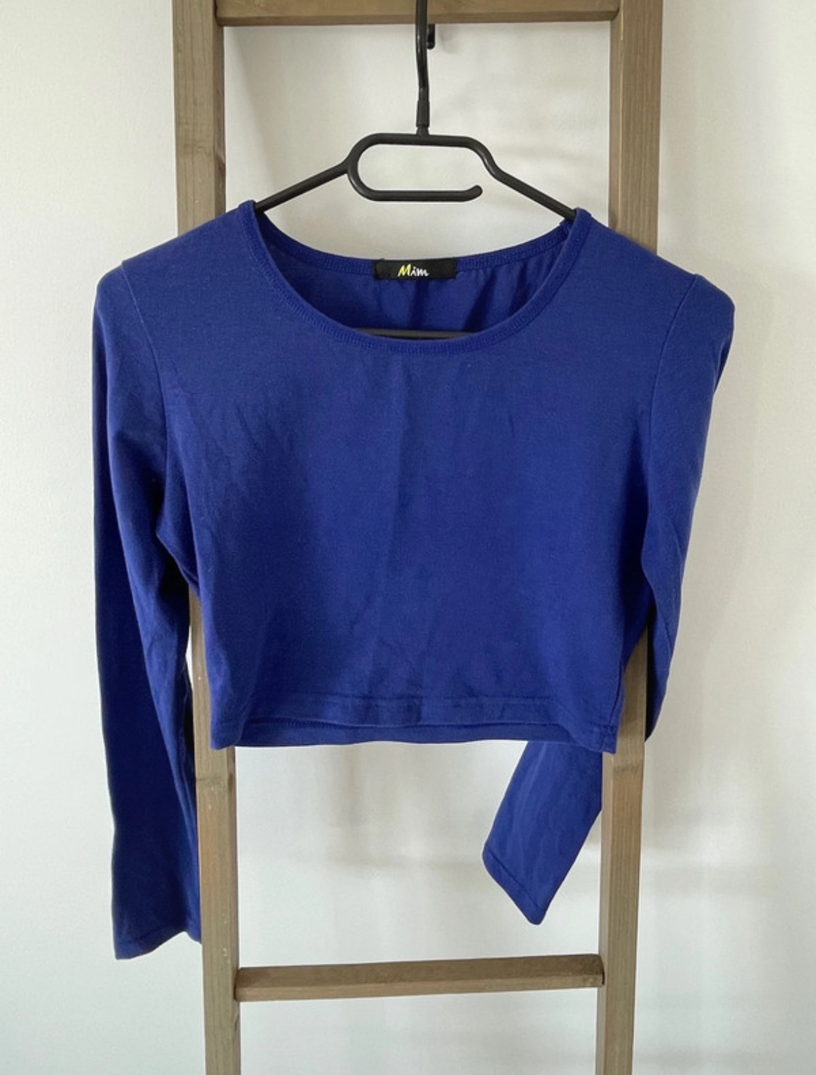 Top crop bleu électrique manches longues, MIM, 38