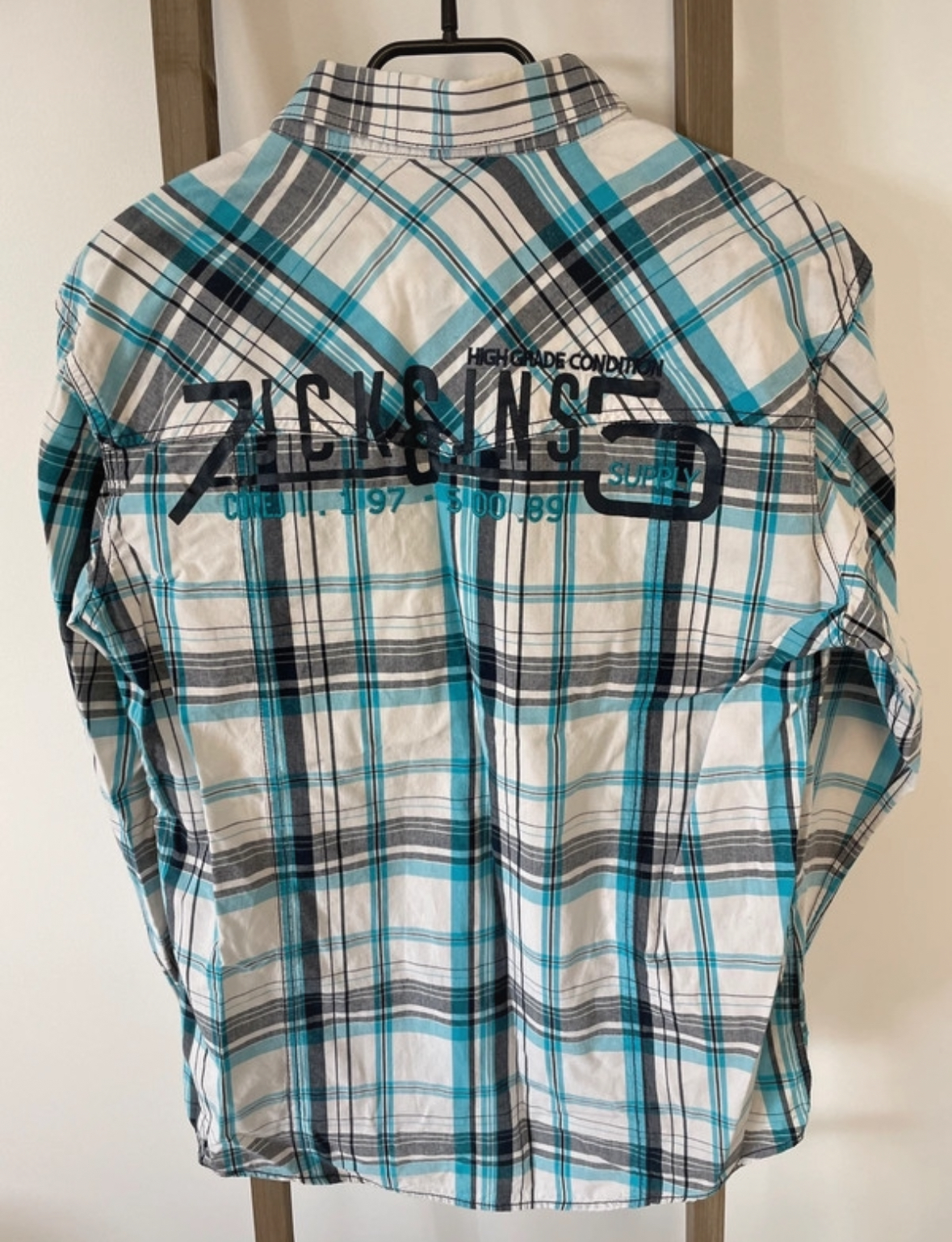 ELAS78 CHEMISE A CARREAUX BLANC ET BLEU DOS