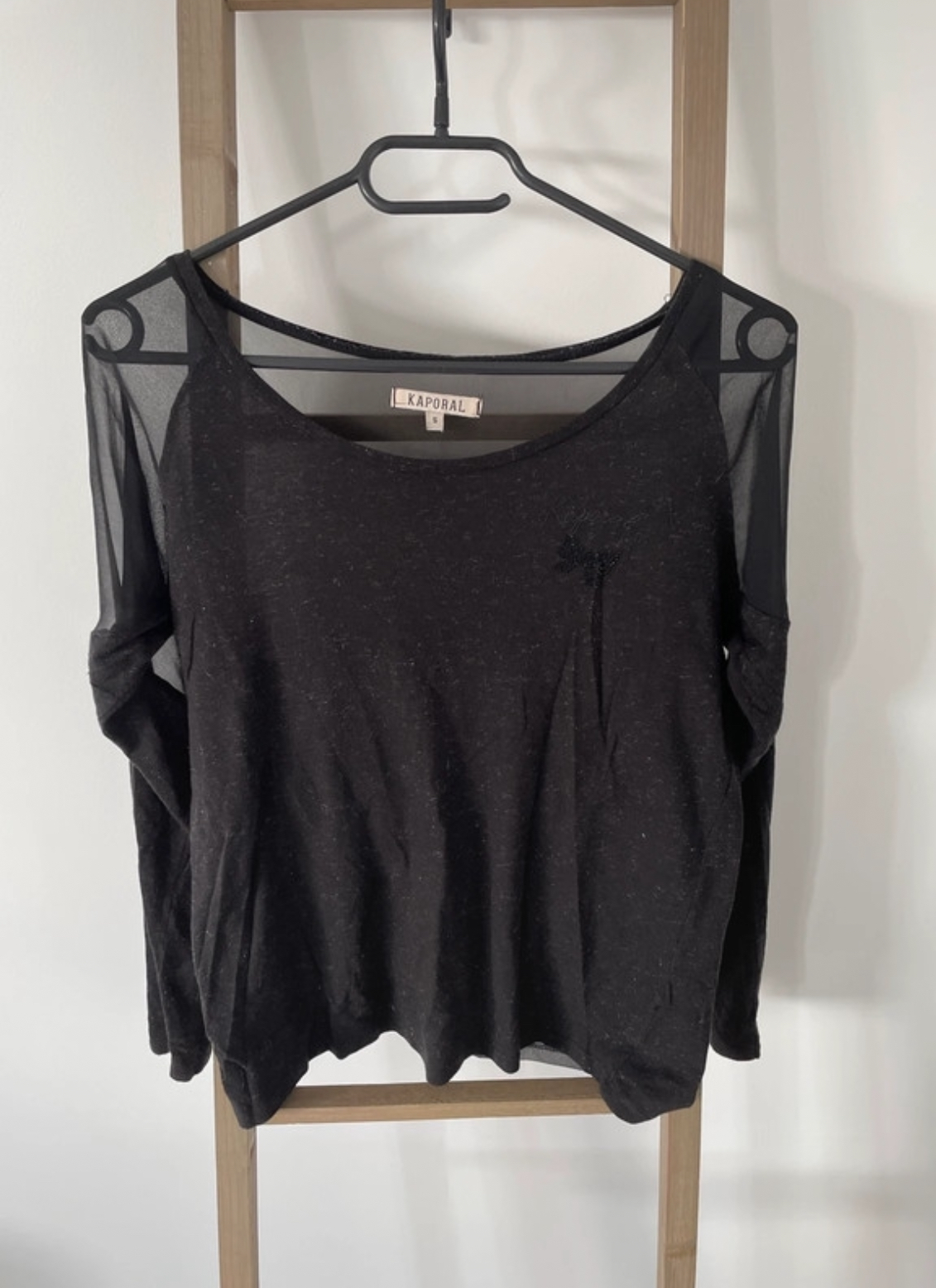 T-shirt manches longues noir et transparent, Kaporal, S