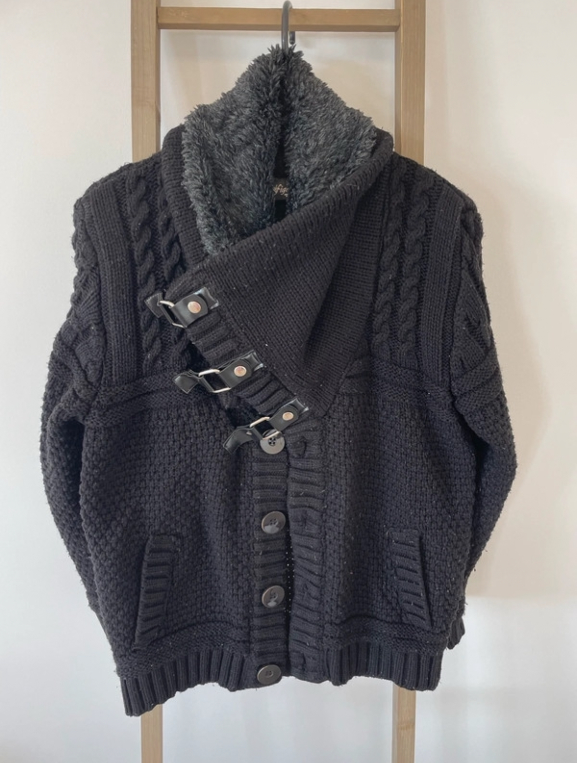 SARN02 GILET NOIR GRAND COL HOMME 2