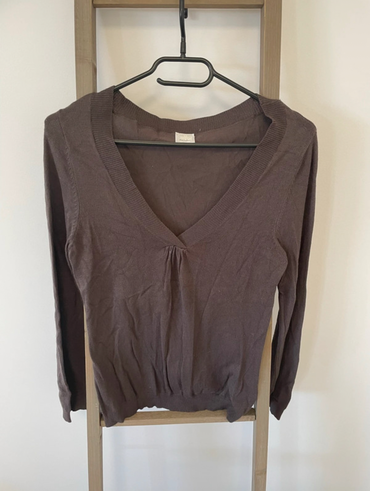Pull marron col V, Camaieu, 40
