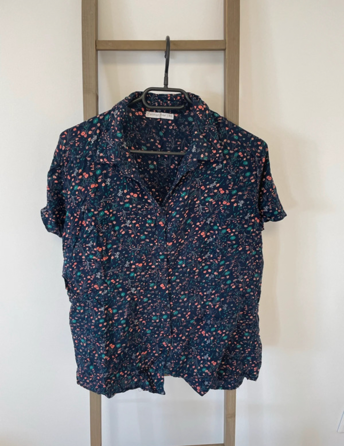 Chemise bleue à fleurs, Gemo, 48