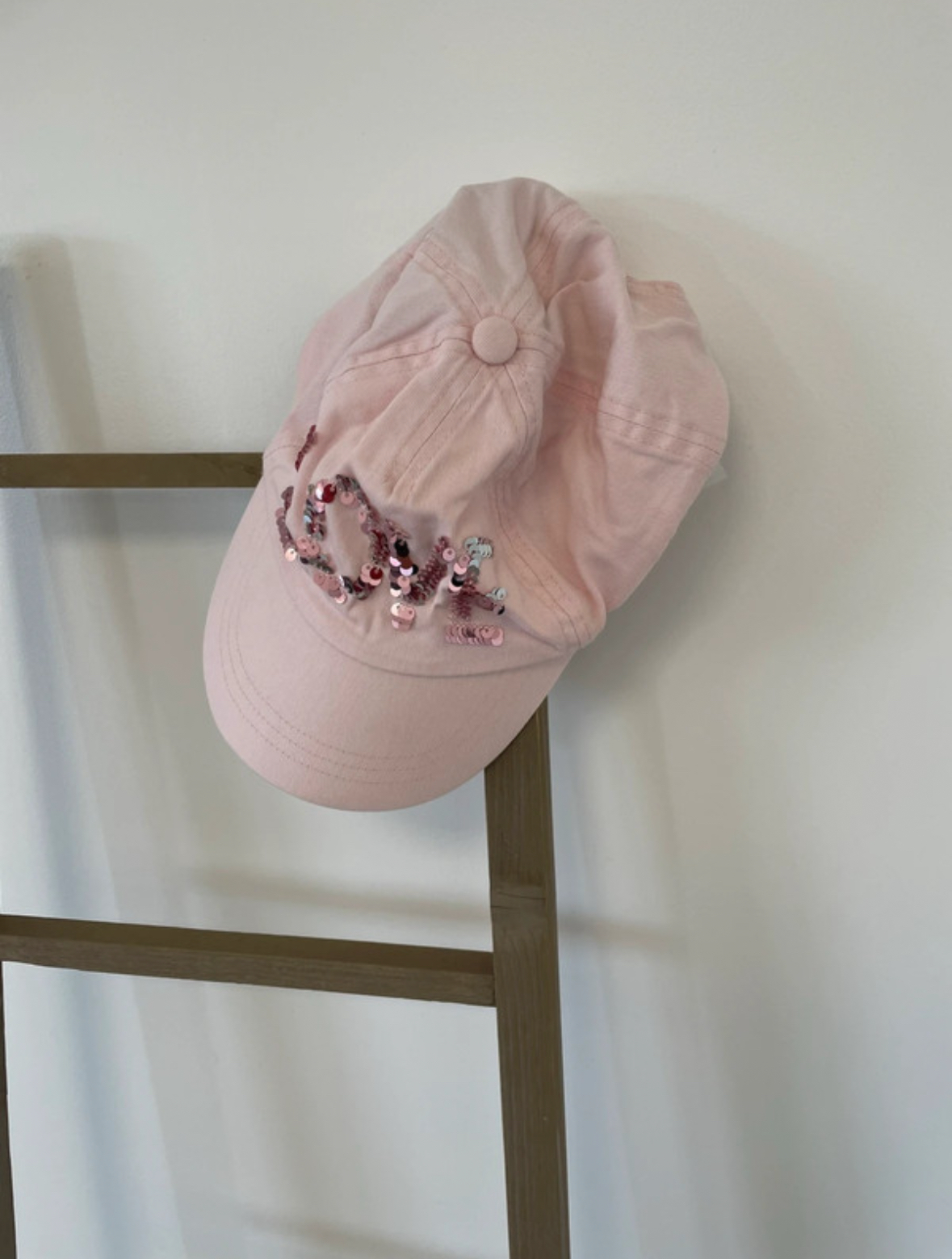Casquette rose love, taille enfant