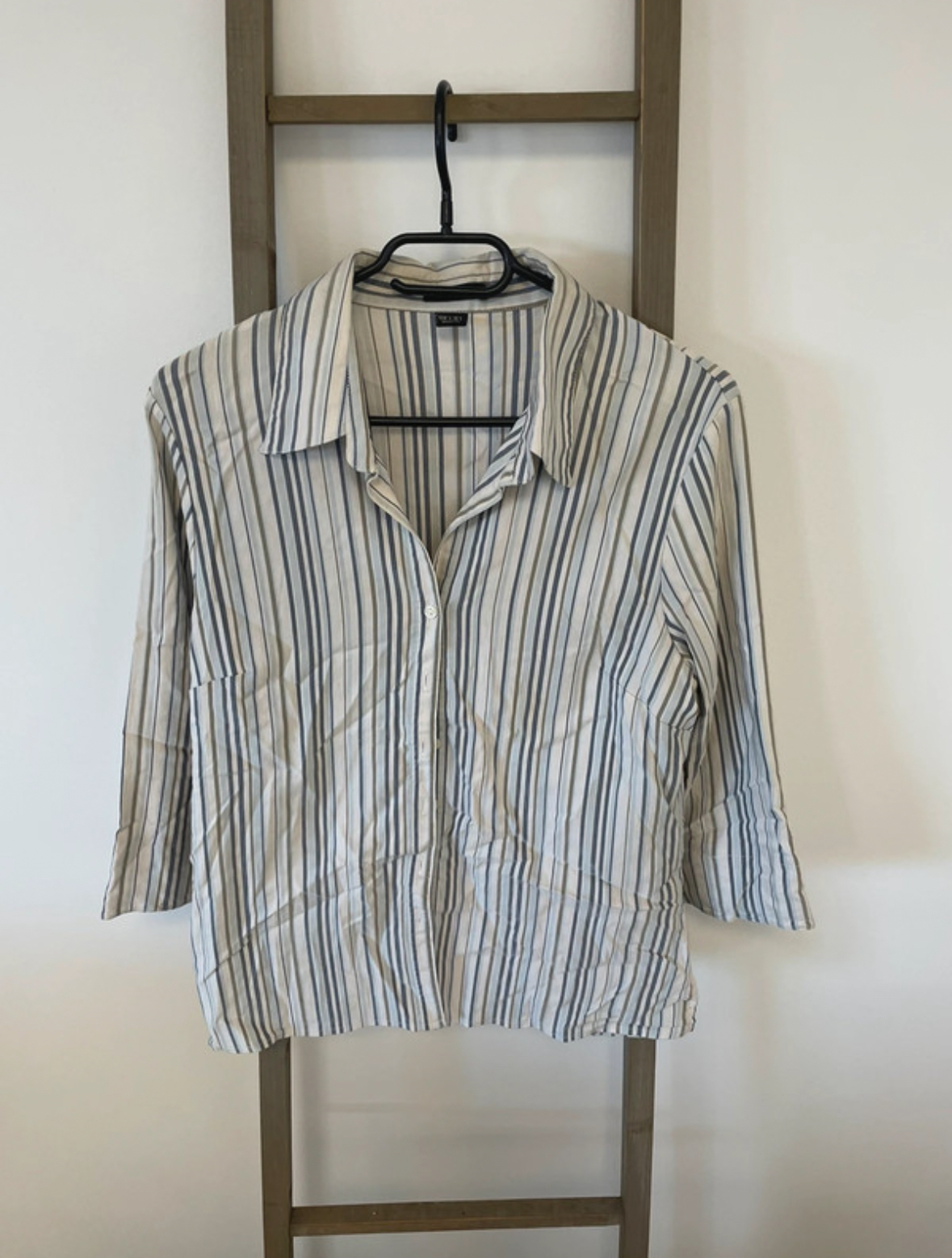 Chemise rayée beige bleu & crème, H&M, 42