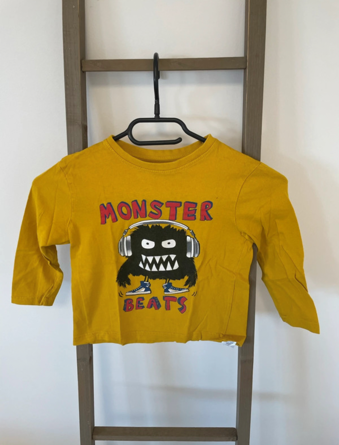 T-shirt manches longues moutarde monster beats, Primark, 3/4 ans