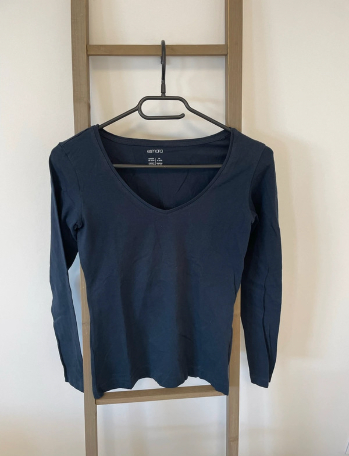 T-shirt manches longues bleu marine,  Esmara, 34/36