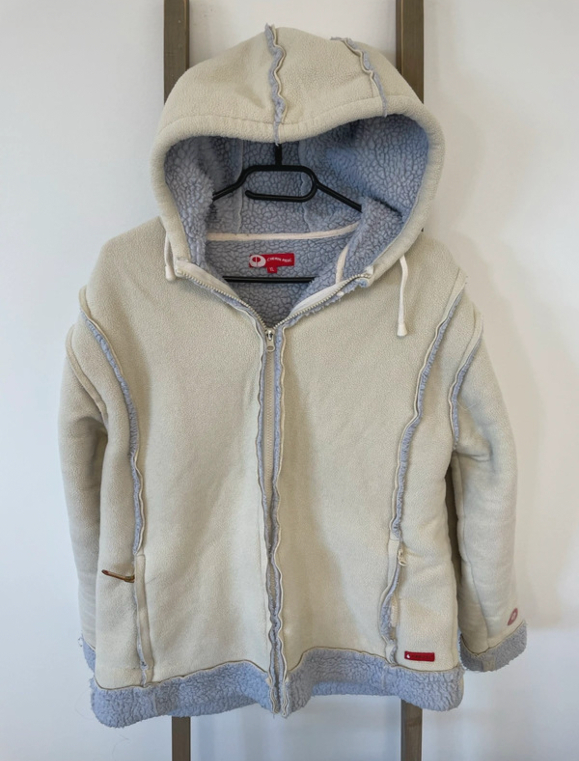 Veste beige et polaire grise, Chemin Privé, XL