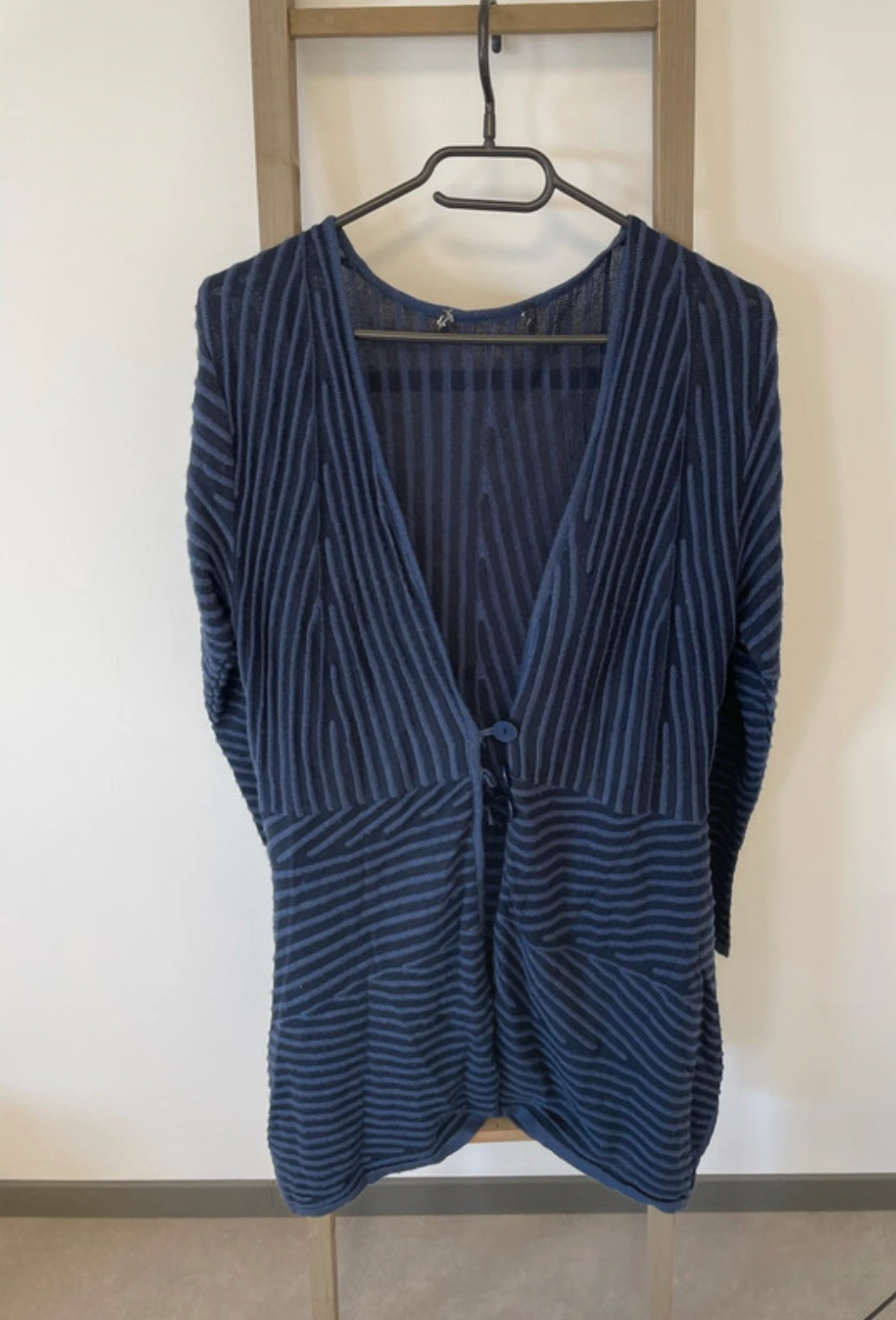 Gilet long bleu, M