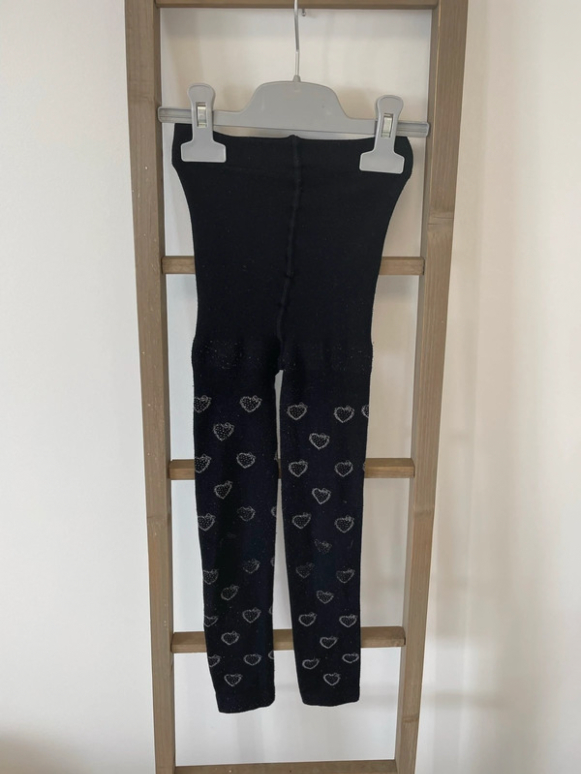 Collant noir avec coeur strass, XXL