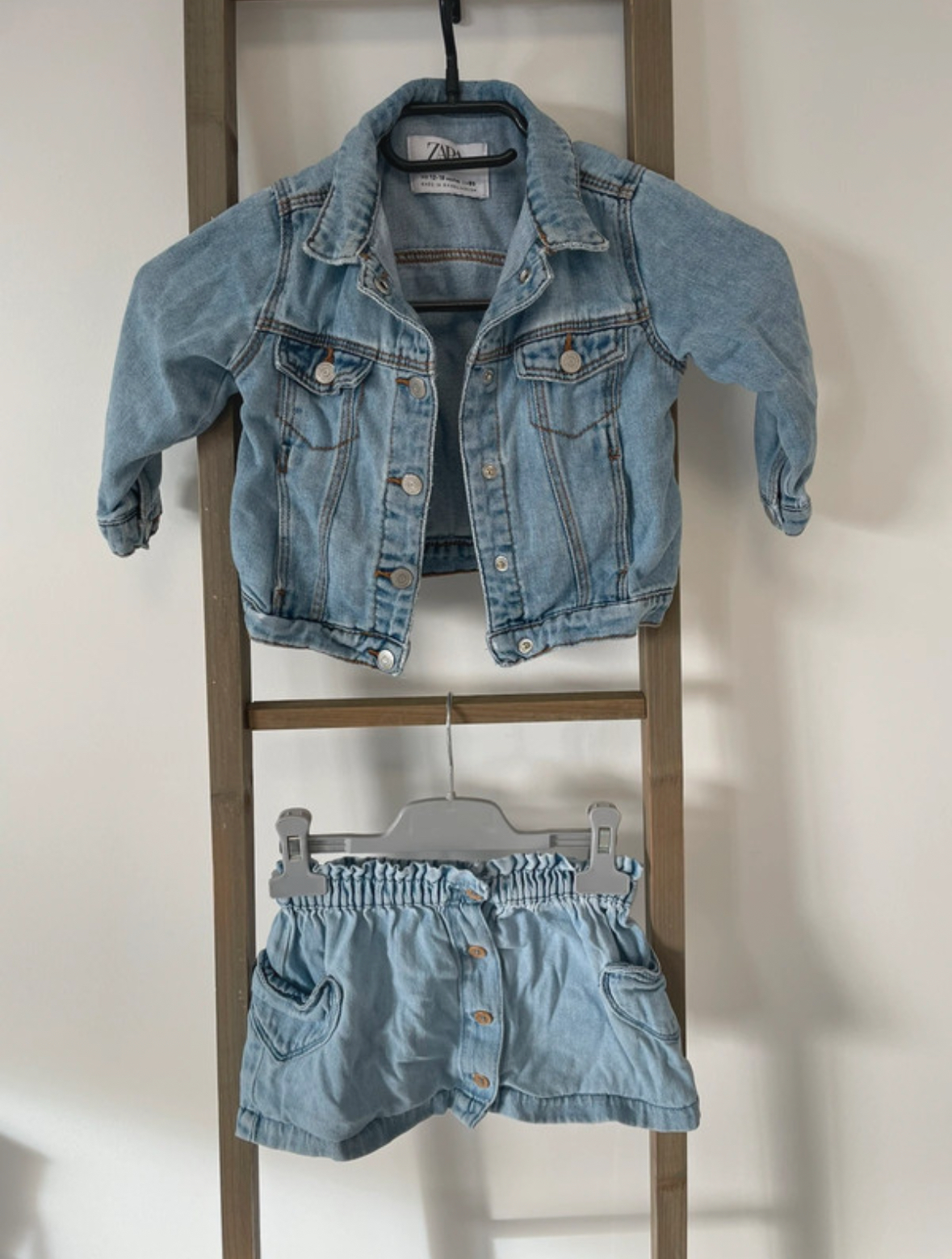 Ensemble en jean veste+jupe, Multimarques, 12/18 mois
