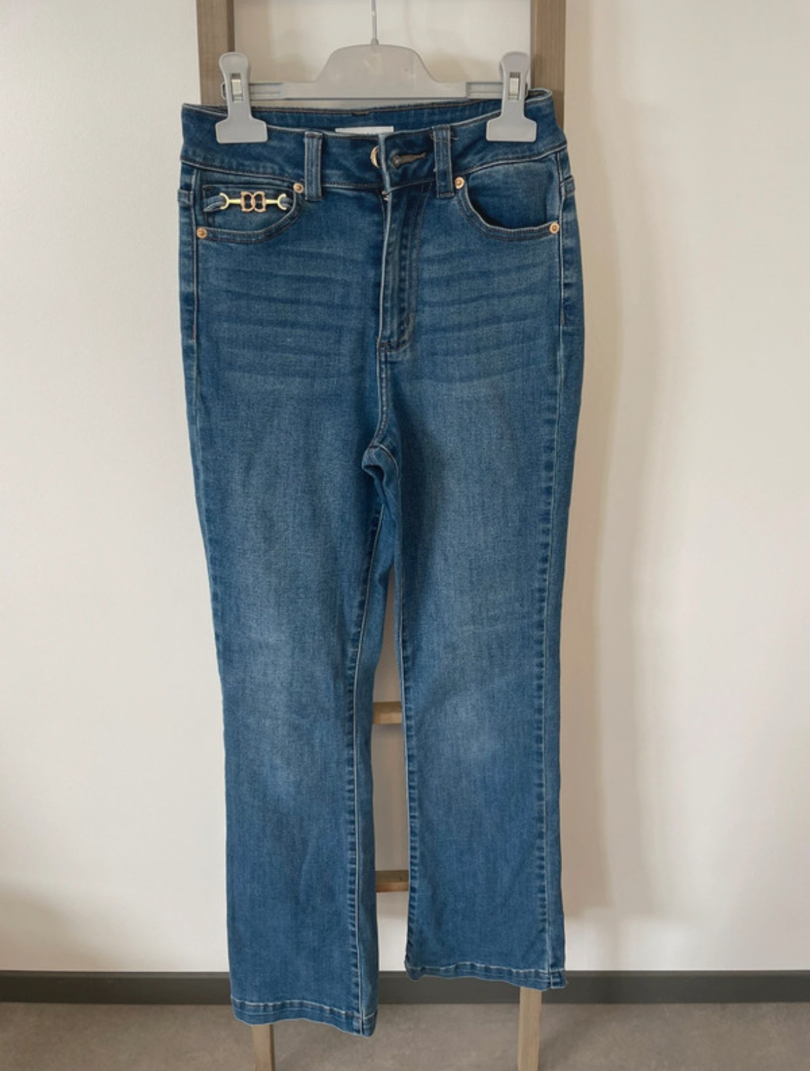 Jean long patte d’eph bleu, Cache-Cache, 34