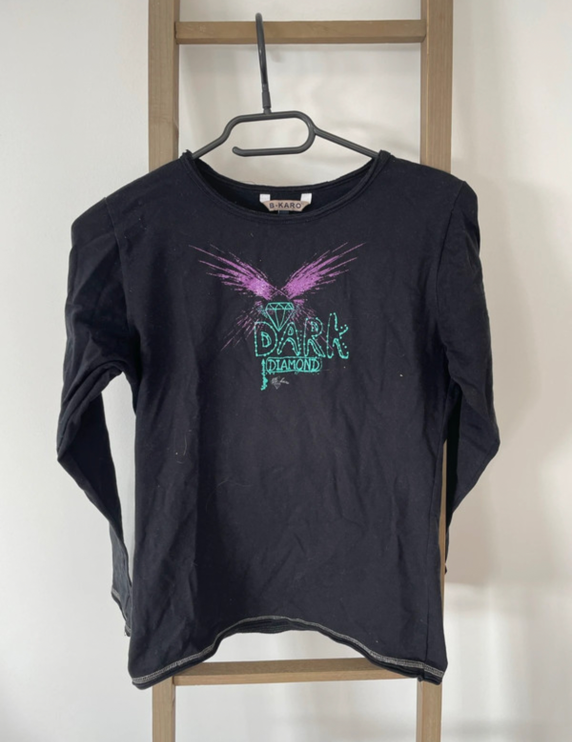 T-shirt noir manches longues dark diamond, Bkaro, S