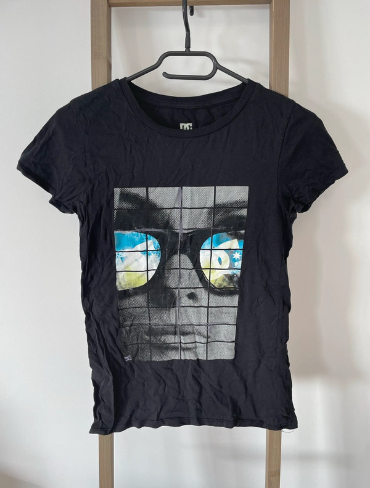 T-shirt noir imprimé femme à lunettes, DC shoes, XS