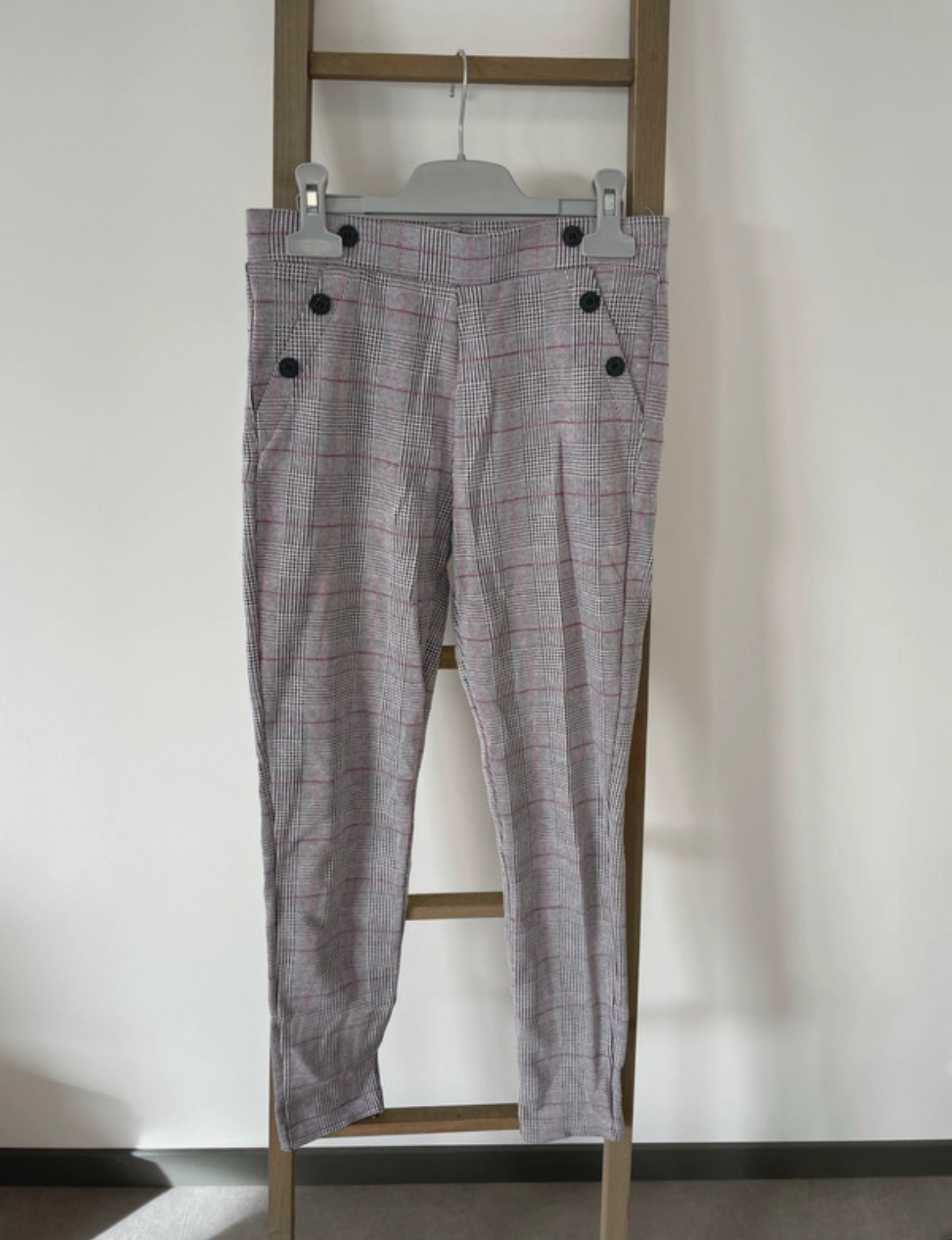 Jegging à carreaux gris et rose, Okaidi, 12 ans