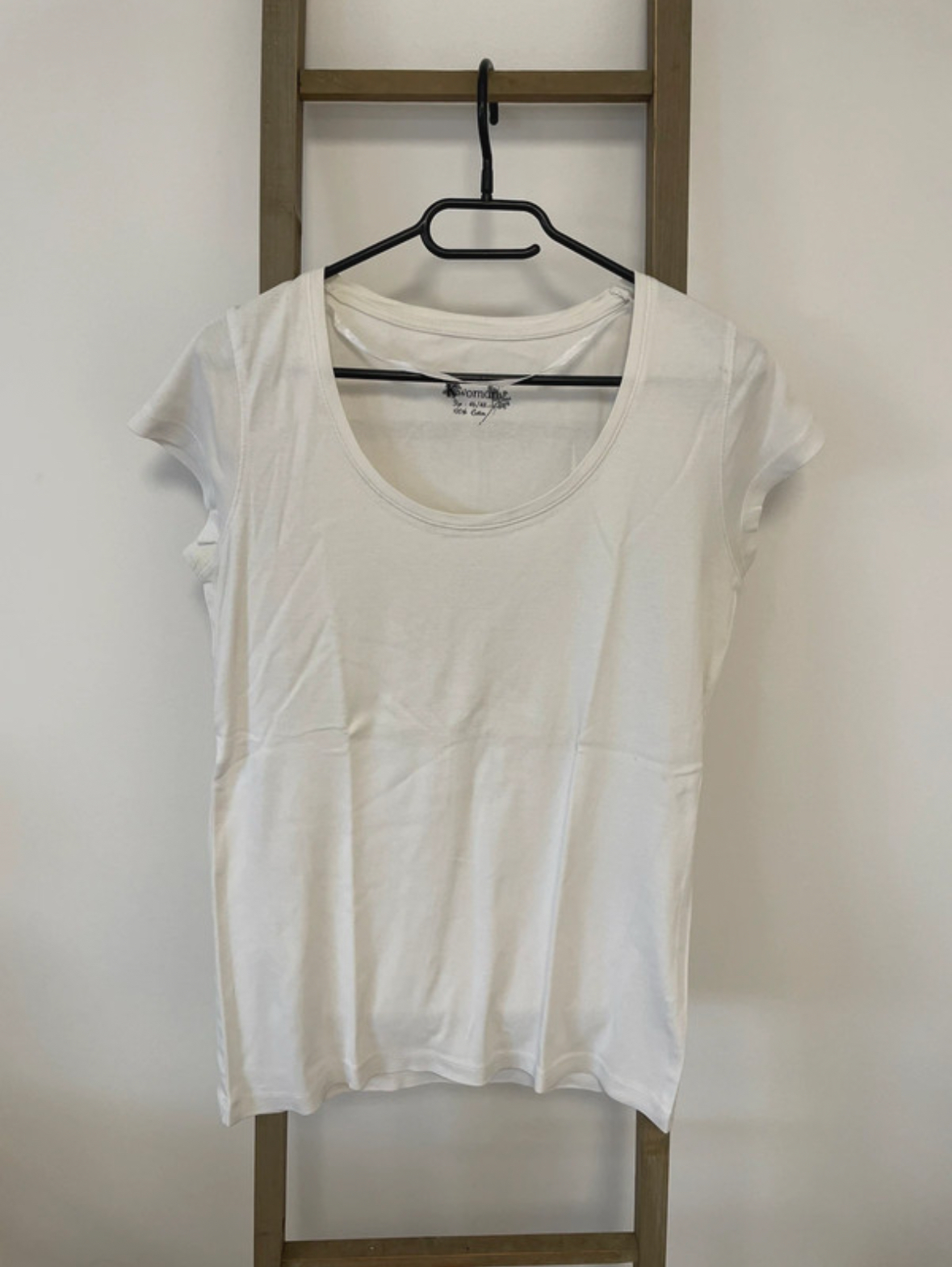 T-shirt blanc col rond, Kiabi, 46/48