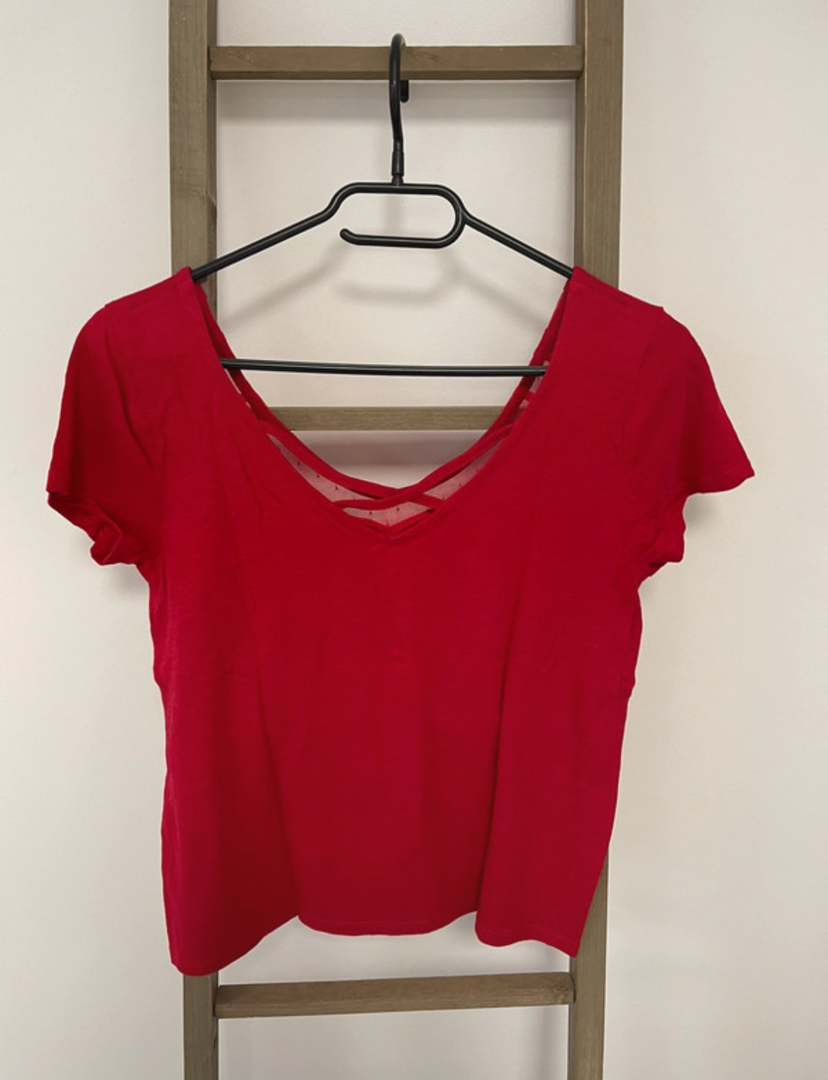 T-shirt rouge grande encolure, 38/40